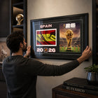 Frameworth - Coupe du Monde FIFA 2026 Officielle Espagne Cadre Drapeau et Trophée - 15 po x 24 po-Arrive prêt à accrocher et constitue un cadeau remarquable pour les amateurs de soccer et les collectionneurs de la Coupe du Monde.