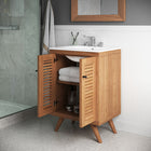 Modway - Birdie 24" Vanette de salle de bain - Blanc naturel-Évier en céramique avec comptoir intégré