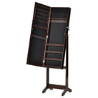 HOMCOM - Armoire à bijoux miroir - 18,4 po L x 14,4 po l x 59,6 po H - marron-Cadre en MDF pour une résistance et une durabilité quotidiennes 