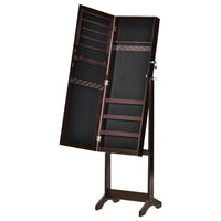 HOMCOM - Armoire à bijoux miroir - 18,4 po L x 14,4 po l x 59,6 po H - marron-Cadre en MDF pour une résistance et une durabilité quotidiennes 