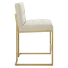 Modway - Privy Tissu rembourré Tabouret de comptoir - Beige doré - Ensemble de 2-Capsules de pied non marquées
