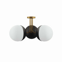 Modway - Stellar 3-Lumière Lumière de plafond semi-encastrée - Laiton satin opale-Éclairage de plafond moderne à 3 lumières