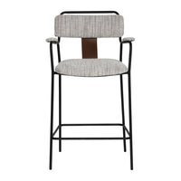 Zuo - Couva Tabouret de comptoir - Gris Tweed - Ensemble de 2-Tissu chenille doux