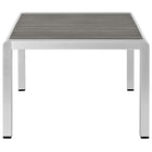 Modway - Shore Terrasse extérieure Aluminium Table basse - Gris argenté-Cadre en aluminium anodisé