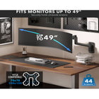 Mount-It! - Support mural robuste pour moniteur avec bras à ressort à gaz, compatible avec les moniteurs ultra-larges jusqu'à 49 pouces-Construction robuste, fabriquée à partir de matériaux résistants et dotée d'une élégante finition noire mate