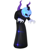 Outsunny - Fantôme gonflable d'Halloween de 7 pieds avec cornes - décoration de jardin - étanche - noir-Le fantôme à tête ronde prêt à vous effrayer, gonflable, permet de créer un ensemble cohérent pour Halloween 