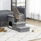 PawHut - Escalier pour chien avec boîtes de rangement et condo pour lits et canapés hauts - gris-Combine escalier pour animaux, maison pour chat et 2 paniers de rangement en une seule unité 