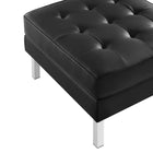 Modway - Loft Touffe Cuir végane Fauteuil et ensemble ottoman - Argent noir-9