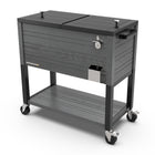 Permasteel - Glacière de patio roulante 80 pintes effet grain de bois avec séparateur - grise-Sa grande capacité de 80 pintes offre un espace généreux pouvant contenir jusqu’à 110 canettes de 12 oz, plus de la glace.