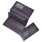 Club Rochelier - Portefeuille pochette pour femme avec chéquier et soufflet - Prune-7 poches fendues