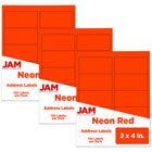 JAM Paper Étiquettes postales 354328034G de couleur néon fluorescent, 2 x 4 po, rouge néon, 360 par paquet-Taille : 4 x 2 po