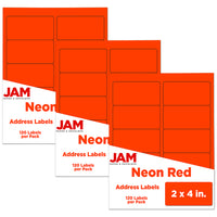 JAM Paper Étiquettes postales 354328034G de couleur néon fluorescent, 2 x 4 po, rouge néon, 360 par paquet-Taille : 4 x 2 po
