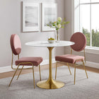 Modway - Lippa Rond de 36 po Faux marbre Table à manger, Or Blanc-Socle métallique résistant aux éclats
