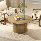 HOMCOM - Table basse ronde 31,5 po pour salon - chêne-Base cylindrique stable et coins arrondis garantissent à la fois style et sécurité pour la famille