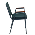 Flash Furniture – Chaise empilable robuste à revêtement vert à motifs et rembourrage de 3 po Hercules, avec accoudoirs, 4/pqt-Rembourrage en tissu vert à motifs