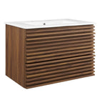 Modway - Render Fixation murale de 30" Vanette de salle de bain - Blanc noyer-Vanité moderne du milieu du siècle