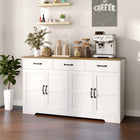 HOMCOM - Buffet 55,1 po L avec rangement - blanc-Étagères réglables sur trois niveaux pour une organisation flexible 