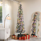 HOMCOM - Arbre de Noël artificiel de 7.5" avec lumières - arbre de Noël floqué-La télécommande infrarouge ou le bouton de l'adaptateur permet de contrôler facilement les modes d'éclairage, la luminosité et la minuterie 