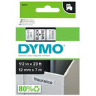 Dymo - Ruban d'étiquettes D1 - 12mm (1/2 po) - noir sur blanc-Bande Dymo Standard D1