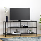Hudson&Canal - Meuble TV Winthrop avec étagères métalliques pour téléviseurs jusqu'à 60 pouces - Bronze noirci-Fabriqué à partir de matériaux métalliques robustes avec une finition en bronze noirci fabriquée à la main