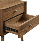 Modway - Ember Bois Table de chevet avec ports USB, Noyer et noyer-Quatre pattes en bois effilées