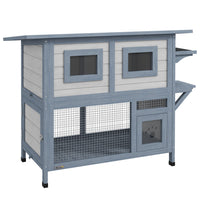 PawHut - Maison pour chat d’extérieur à 2 niveaux avec porte de sortie, toit imperméable, gris-Conception à deux niveaux offrant des espaces variés pour la détente et le jeu du chat 