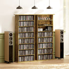 HOMCOM - Armoire de rangement multimédia à 8 niveaux - brun rustique-Couleur : brun rustique