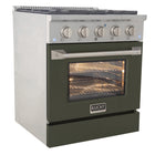 Kucht - 30 po Série KNG Cuisinière Pro Style au gaz propane - Acier inoxydable/Vert olive-Allumage électronique avec rallumage automatique réduisant les risques de fuites de gaz pour plus de sécurité