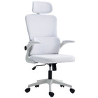 Vinsetto - Fauteuil de bureau haut avec repose-tête rotatif, support lombaire - blanc crème-Le support lombaire soulage la pression sur le bas du dos 