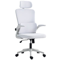 Vinsetto - Fauteuil de bureau haut avec repose-tête rotatif, support lombaire - blanc crème-Le support lombaire soulage la pression sur le bas du dos 