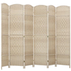 HOMCOM - Paravent autoportant 6 panneaux tressé à la main pour bureau à domicile, chambre - chêne clair-Conception pliante à 6 panneaux avec 15 charnières métalliques pour un rangement facile  
