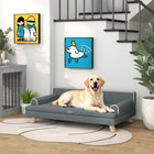 PawHut - Canapé pour chat, lit surélevé pour chien avec coussin - gris foncé-La housse amovible et lavable garde l’espace de votre animal propre 