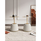 Manhattan Comfort - Lot de 2 tables d’appoint modernes Anderson 40 cm, revêtement similicuir crème-Magnifique plateau de table rond en acier doré