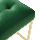 Modway - Privy Acier inoxydable doré Performance Velvet Tabouret de bar - Émeraude d’or-Capacité de poids du tabouret de bar : 331 lb
