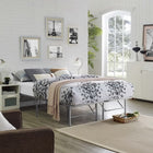 Modway - Horizon Acier inoxydable Cadre de lit queen-lit, Argent-Espace de rangement généreux de 14"