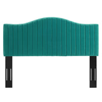 Modway - Brielle Chenal Touffé Performance Velvet Tête de lit King/King de Californie, Sarcelle-Tête de lit Channel Tufted King/California King