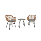 Manhattan Comfort - Ensemble de salon de patio moderne Antibes pour 2 personnes avec table d’appoint - beige et gris - lot de 3-Ensemble de patio moderne 3 pièces avec 2 fauteuils et 1 table d’appoint