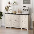 HOMCOM - Buffet style ferme 47,2 po L - grain de bois blanc-Le design de porte de grange met en valeur la décoration rustique de style ferme 