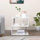 HOMCOM - Table d’appoint carrée - blanc-Avec 3 étagères et un plateau ouvert offrant de nombreux espaces de rangement 