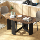 HOMCOM - Table à manger ovale rabattable gain de place pour 4 à 6 personnes - brun rustique-Le grand plateau offre suffisamment d’espace pour accueillir jusqu’à six personnes 