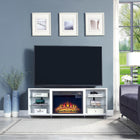 Manhattan Comfort - Ensemble de 2 cheminées modernes Brighton 60 po - Noir et blanc-Recommandé pour un téléviseur jusqu'à 56 pouces