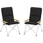 Outsunny - Chaises de camping pliantes, lot de 2 avec coussin amovible, sac de transport, noir-Quatre réglages du dossier (100°, 105°, 110°, 115°) assurent un confort à différents angles d’assise  