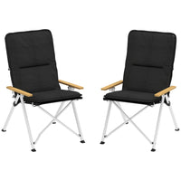 Outsunny - Chaises de camping pliantes, lot de 2 avec coussin amovible, sac de transport, noir-Quatre réglages du dossier (100°, 105°, 110°, 115°) assurent un confort à différents angles d’assise  