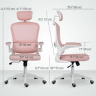 HOMCOM - Chaise de bureau ergonomique avec soutien lombaire - rose-Le dossier en maille respirante et l’assise en mousse haute densité garantissent une utilisation fraîche et confortable toute la journée 