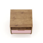 Manhattan Comfort - Table de nuit Rockefeller 20,08" style mid-century moderne à 1 tiroir - Nature et Rose Pink-Garantie limitée du fabricant de 30 jours