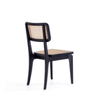 Manhattan Comfort - Lot de 2 chaises de salle à manger Giverny 18,11 po style industriel chic - noir et cannage naturel-Dossier carré unique en rotin