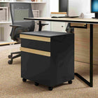 Vinsetto - Classeur 2 tiroirs pour documents format lettre/A4 avec 5 roulettes - grain de bois noir-Assemblage requis 