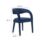 Modway - Pinnacle Performance Velvet Chaise à manger Ensemble de 2 - Bleu Minuit-Rembourrage en mousse dense