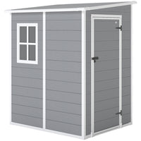 Outsunny abri de rangement extérieur adossé 4 x 5 pi avec plancher-Sert d'abri à outils, d'abri à vélos, d'abri pour générateur ou de rangement pour tondeuse à gazon  
