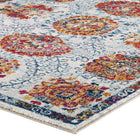 Modway - Entourage Treillis marocain floraux vieillis Kensie Tapis de 5 pi l x 8 pi L - Ivoire Bleu Rouge Orange Jaune-Haute densité / Tissé à la machine